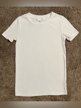 Adyson Parker White Ribbed Crewneck Tee